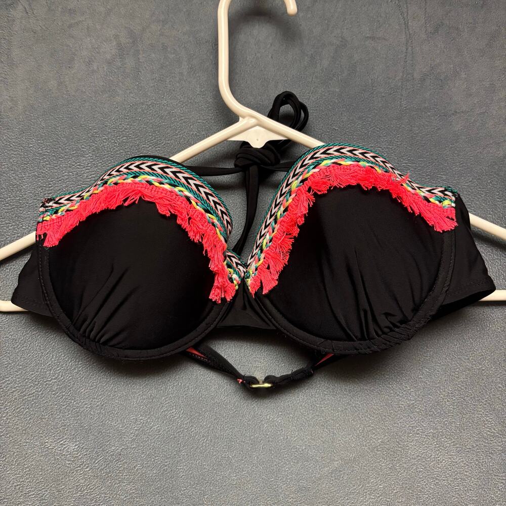 Xhilaration Bikini Top Cultural Print Aztec Push Up Tassels Womens Large Beachy